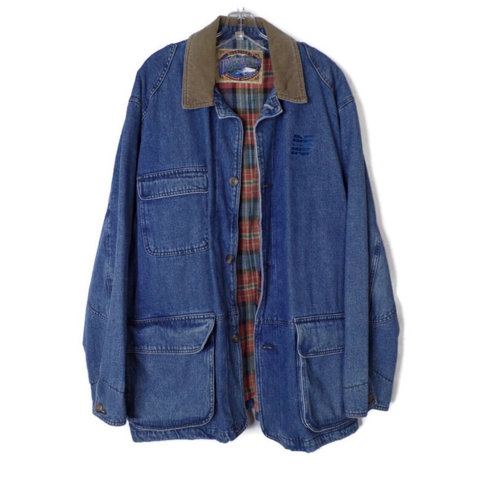Vintage Men's Dunbrooke Upstream Blue Denim Barnstrong Jacket XL 2625